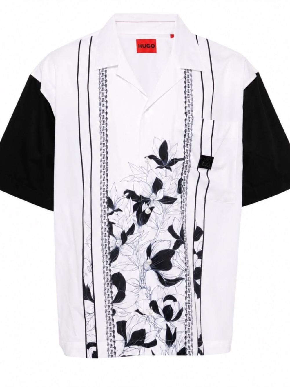 HUGO Floral and Chain Print Shirt White Black Men’s Large